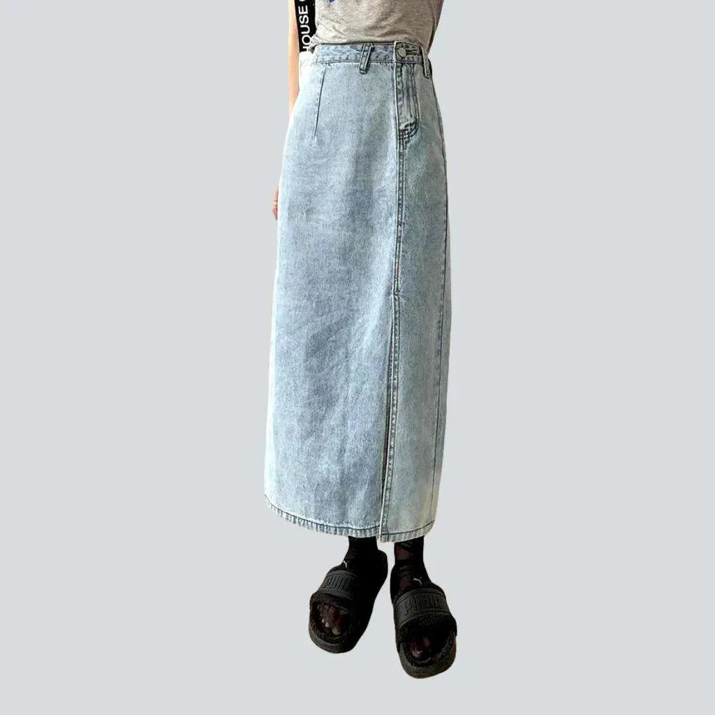 Side split women's denim skirt