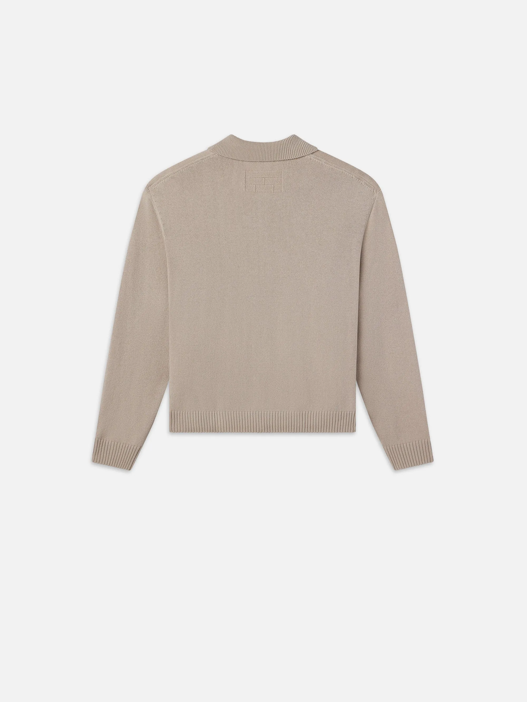 Silk Blend Polo Sweater -- Grey Beige