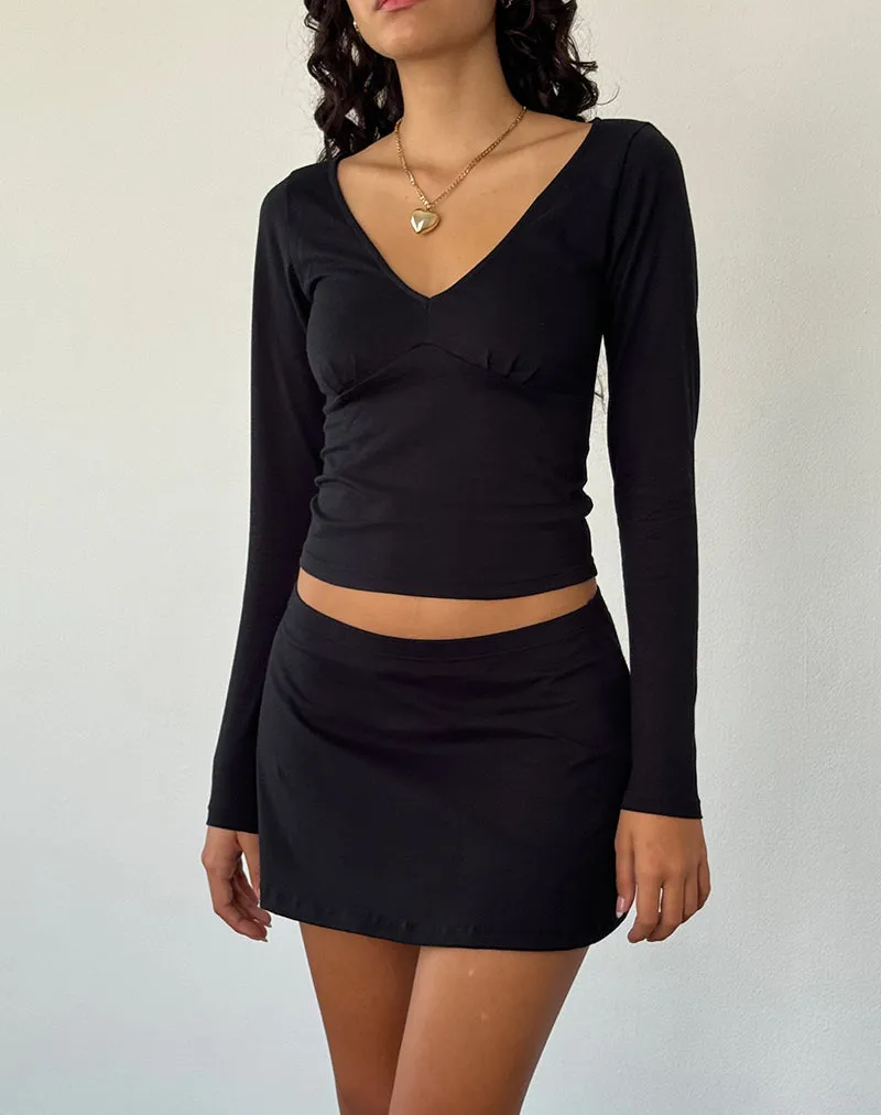 Sisil Long Sleeve Top in Black