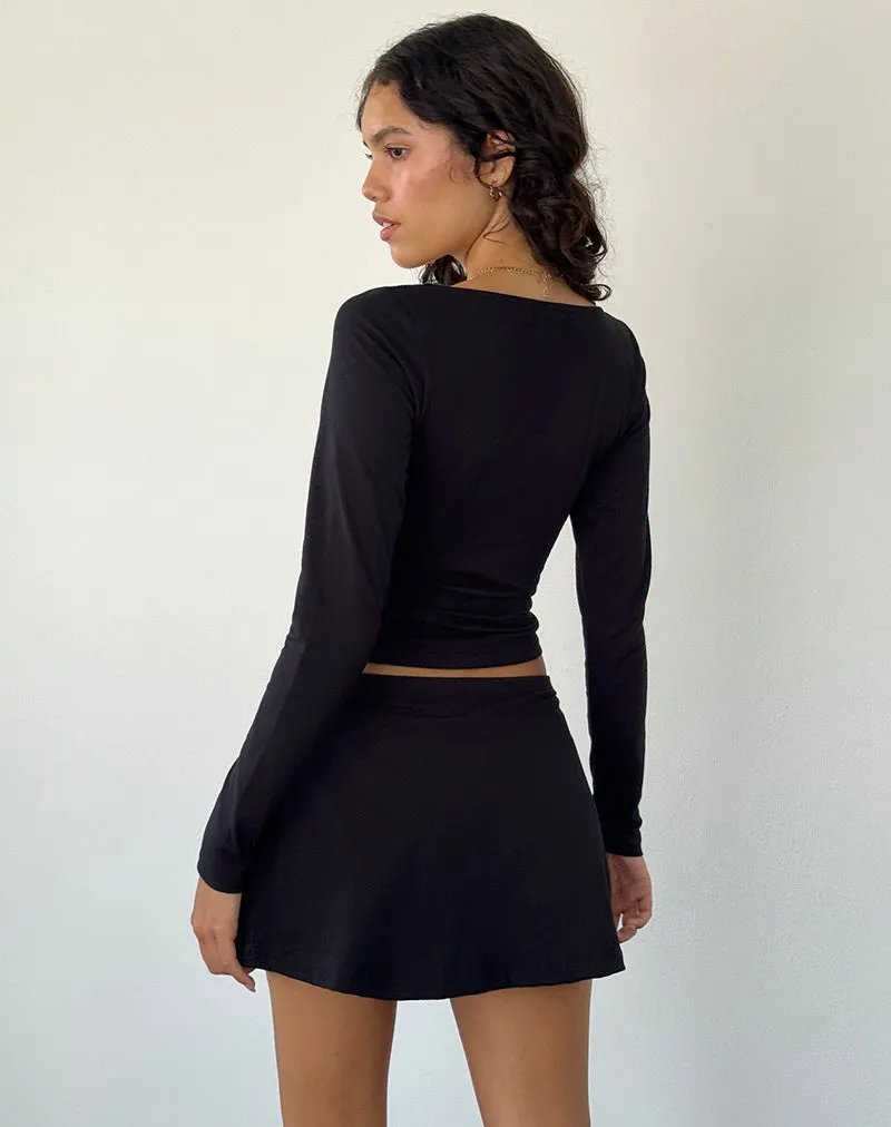 Sisil Long Sleeve Top in Black