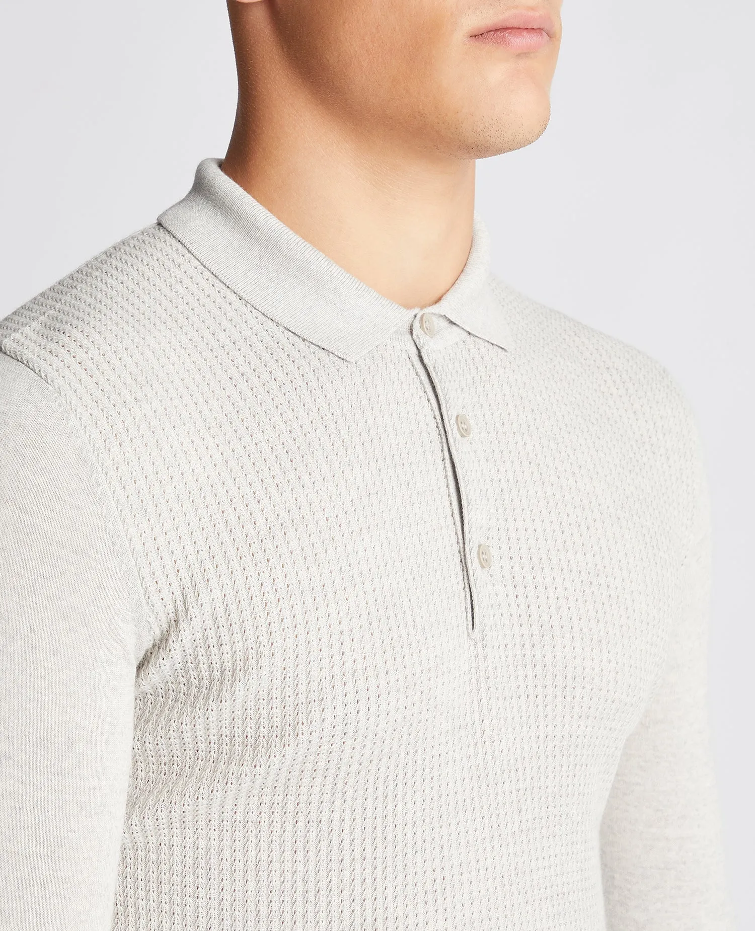 Slim Fit Merino Wool-Blend Long Sleeve Knitted Polo