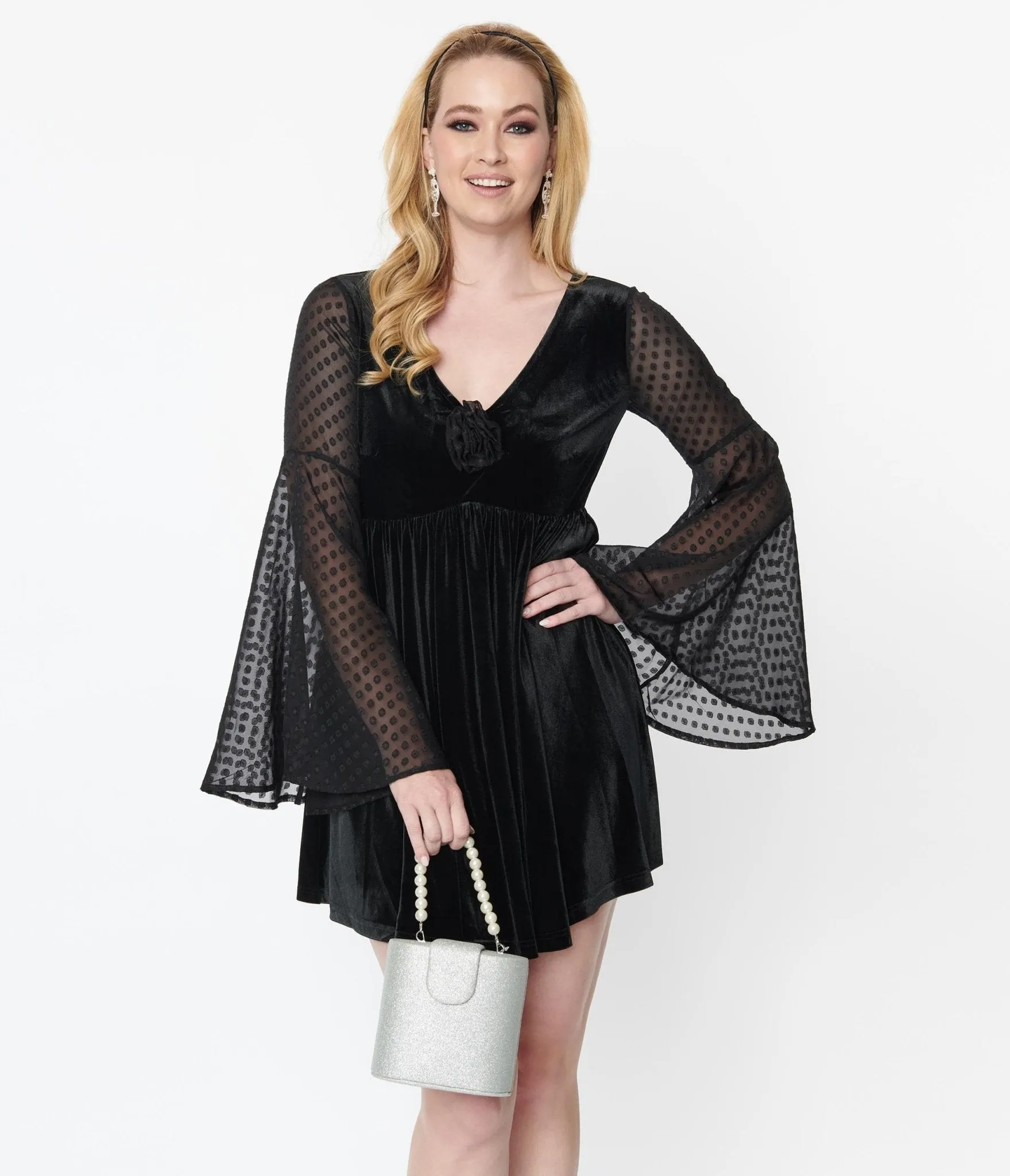 Smak Parlour Black & Clip Dot Aura Babydoll Dress