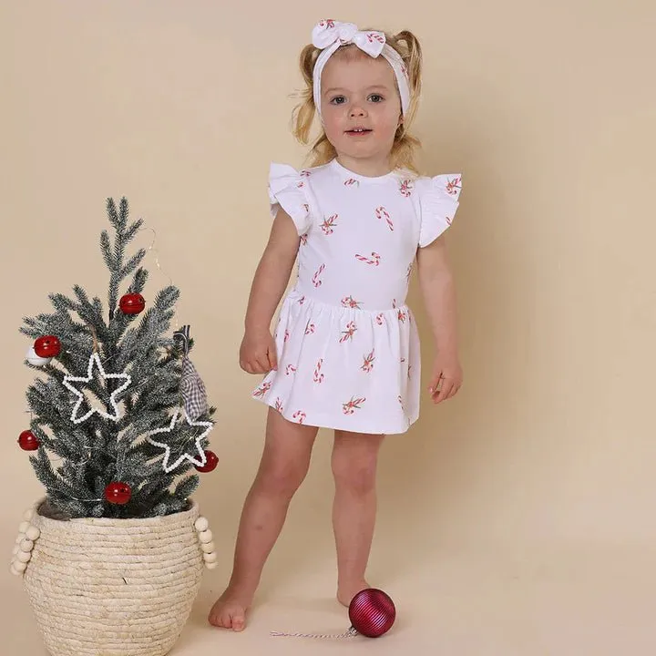 Snuggle Hunny SS Dress w/ Frill - Candy Cane