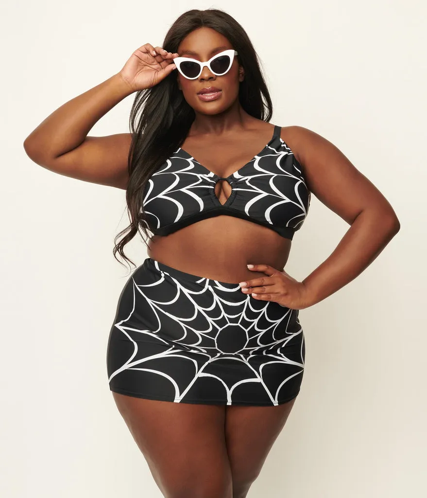 Spiderweb Print Swim Skirt by Unique Vintage