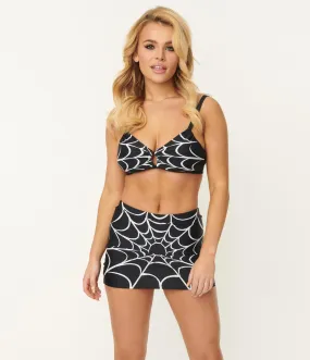 Spiderweb Print Swim Top by Unique Vintage - Size XS