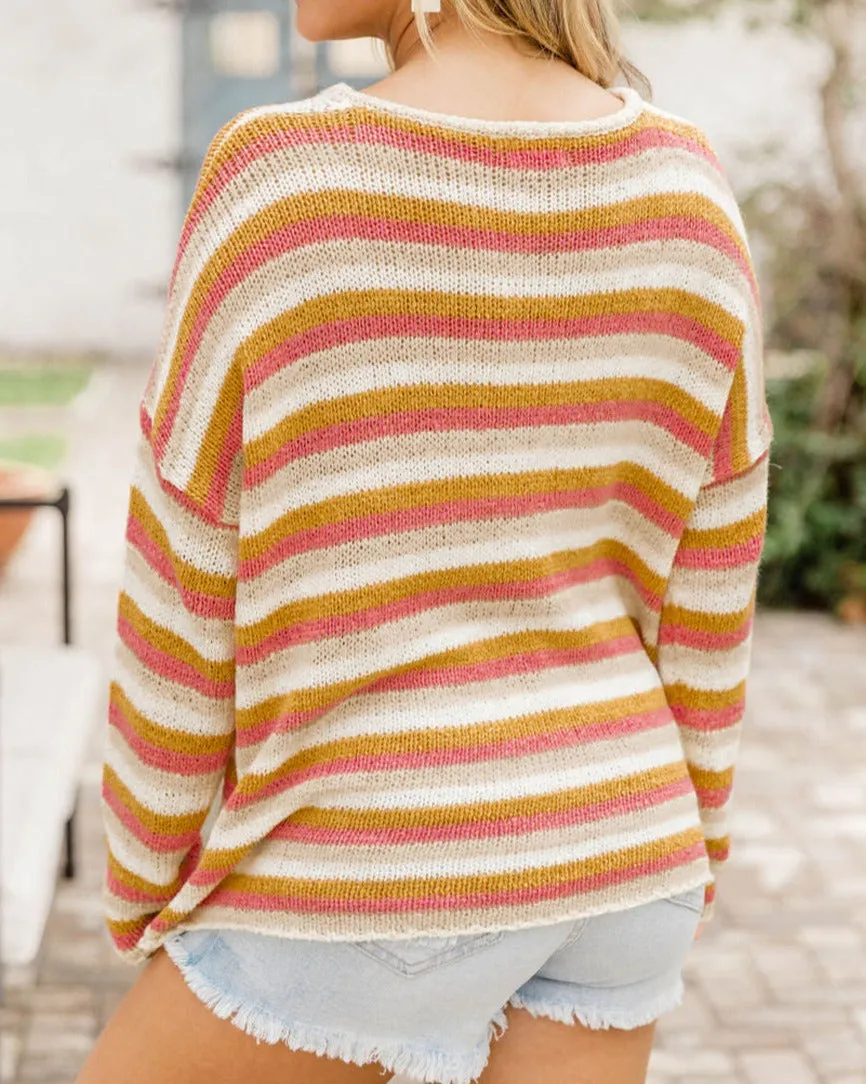 Stripe Long Sleeve Knitted Sweater