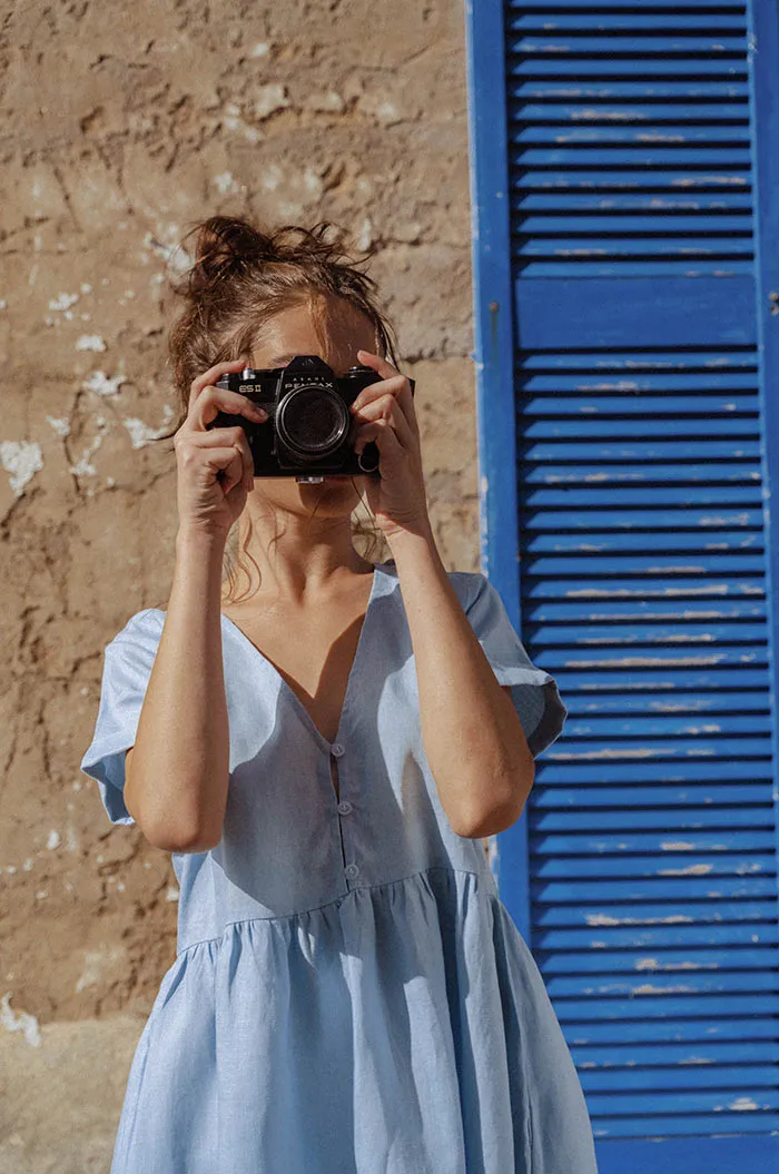 SUNCHASER Dress - sky blue linen