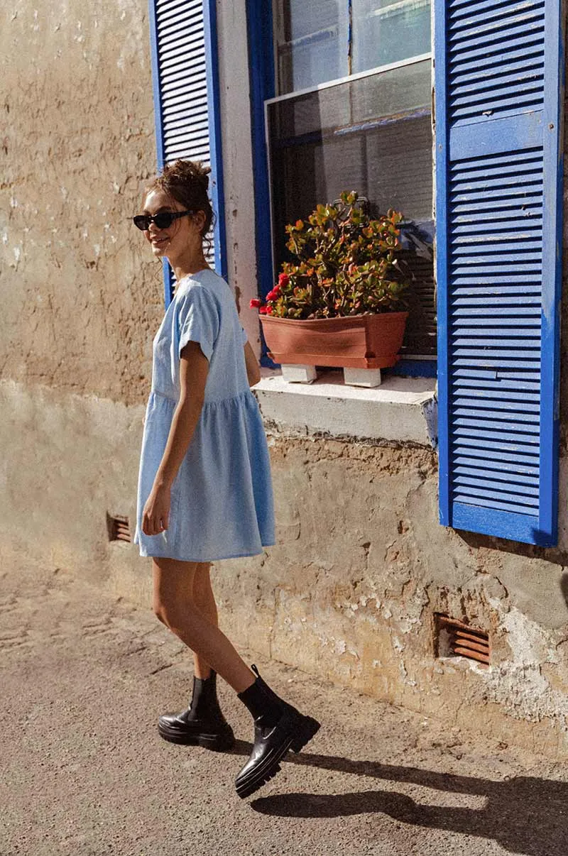 SUNCHASER Dress - sky blue linen