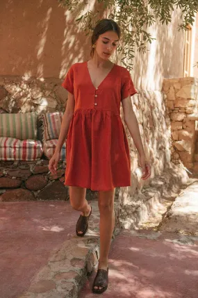 SUNCHASER Dress - warm red linen