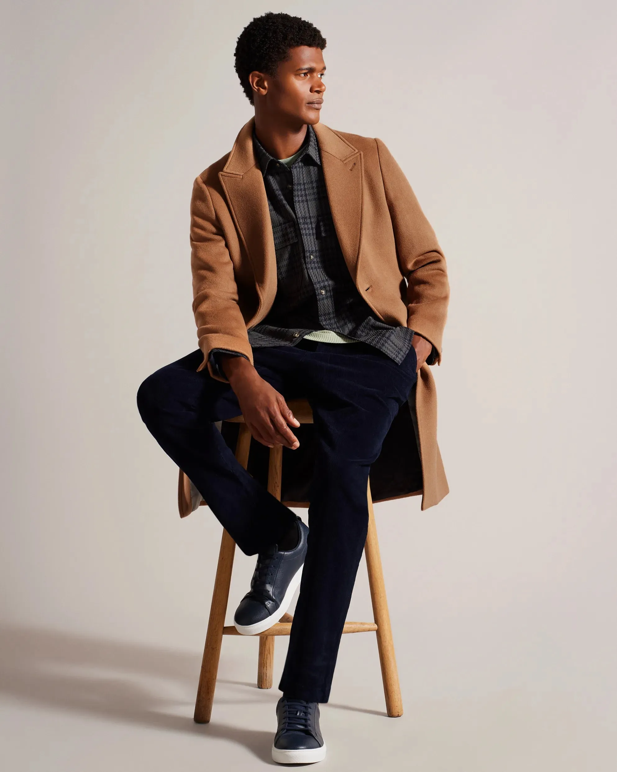 Ted Baker Wilding Wool Blend Overcoat | Tan