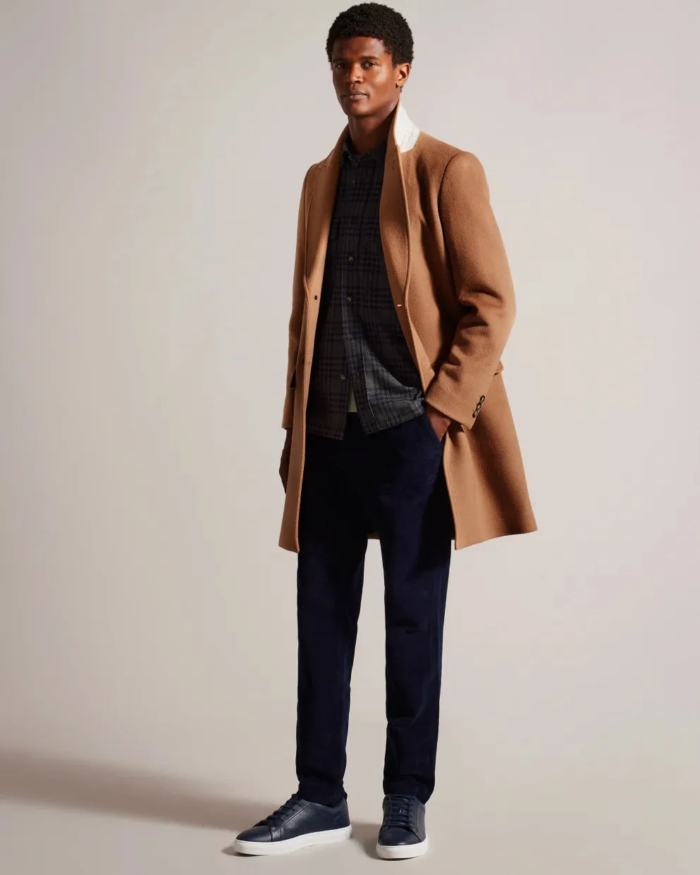 Ted Baker Wilding Wool Blend Overcoat | Tan