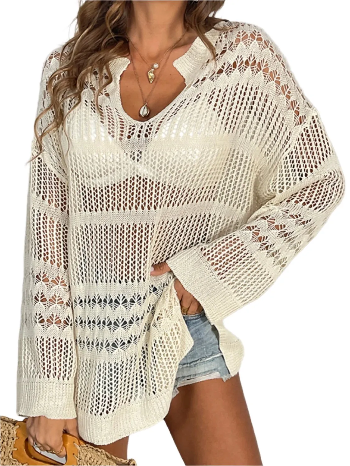 TEEK - Sand Mesh Long Sleeve Cover-Up