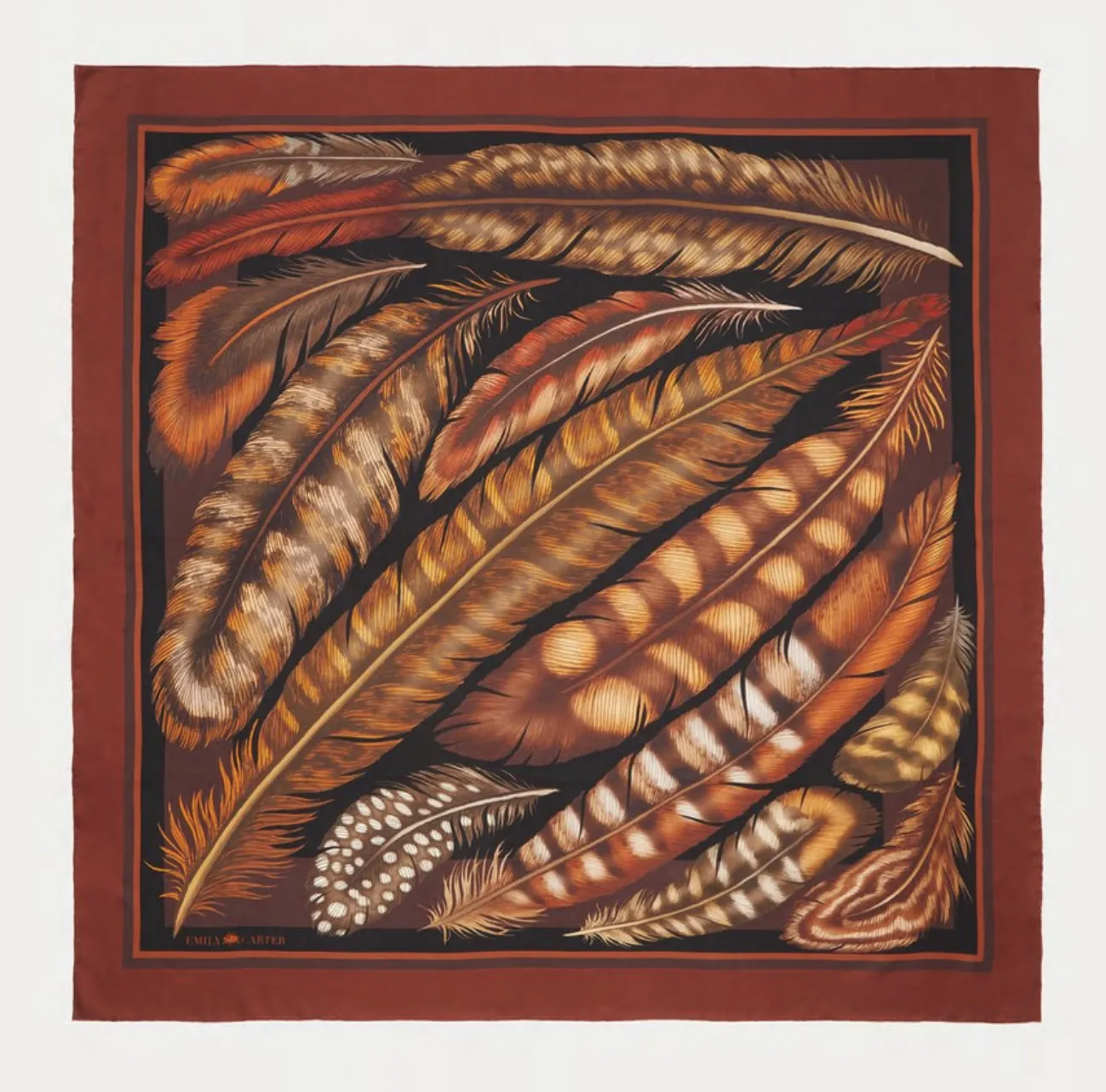 The British Feather Silk Scarf | 130x130cm