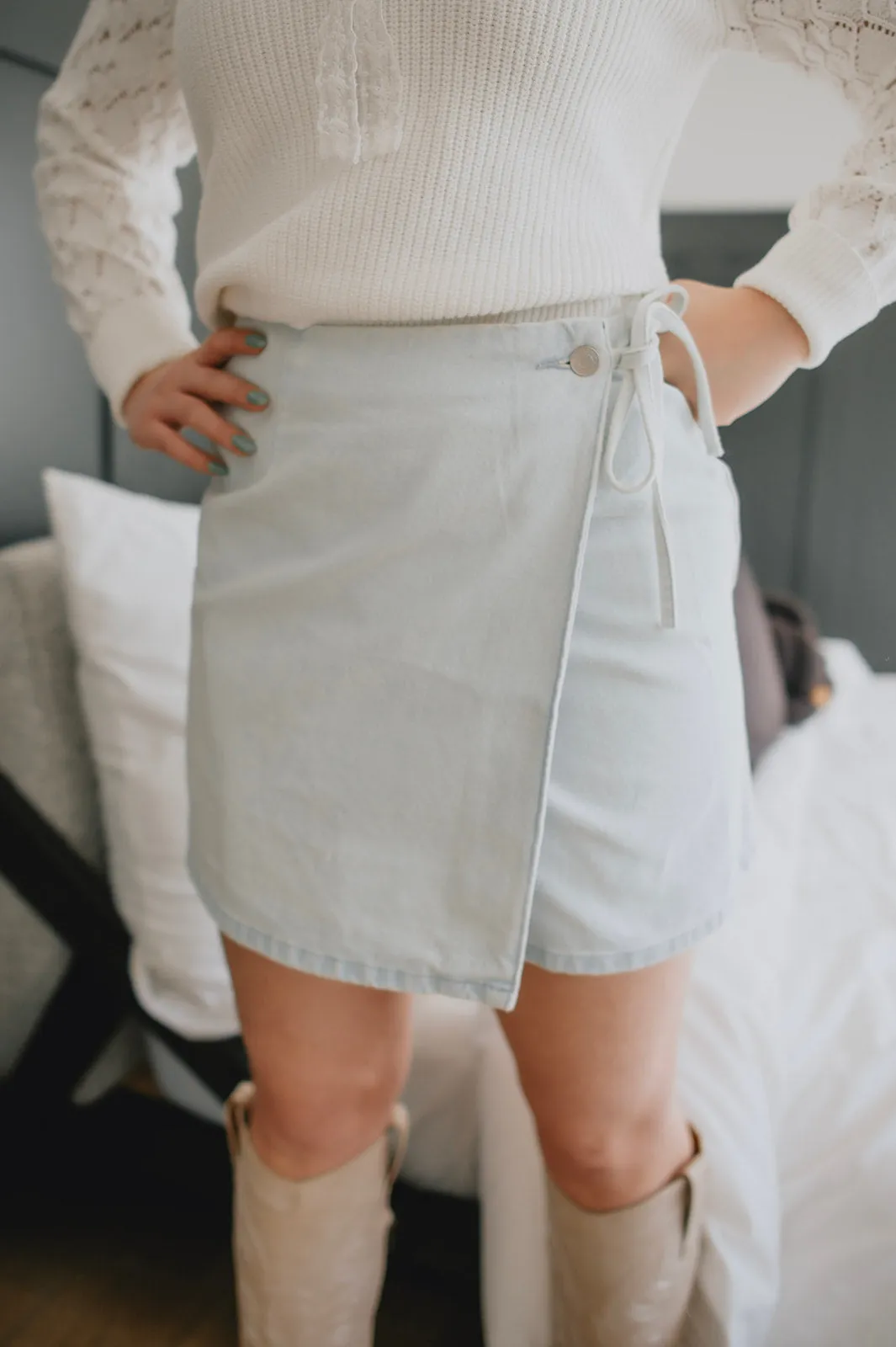 The Cassandra Mini Wrap Skirt by FRNCH