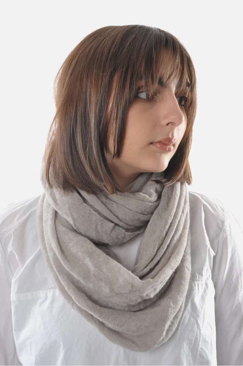 Thick Grey Classic Knit Cashmere Tube Scarf