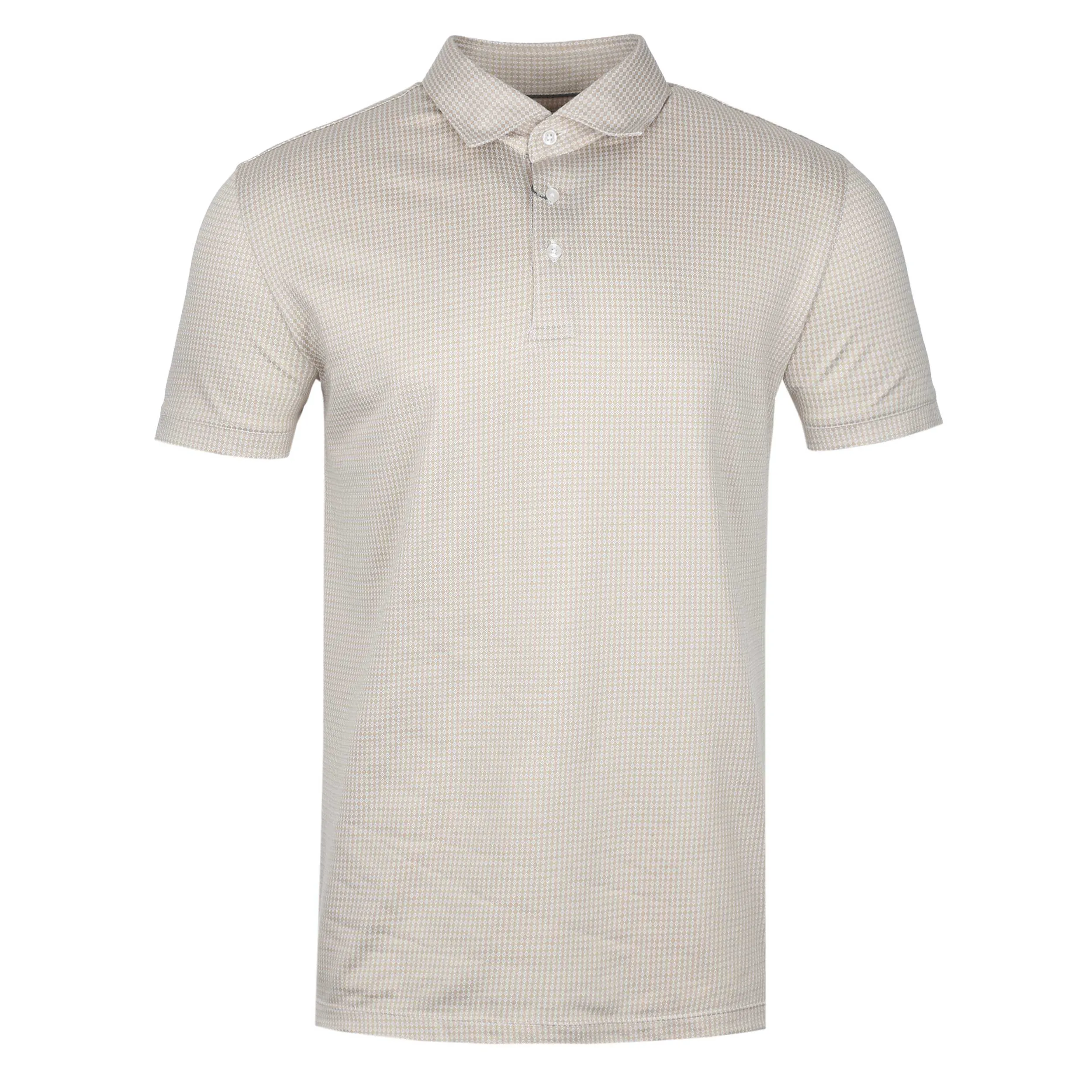 Thomas Maine Birdseye Pattern Knitted Polo Shirt in Beige