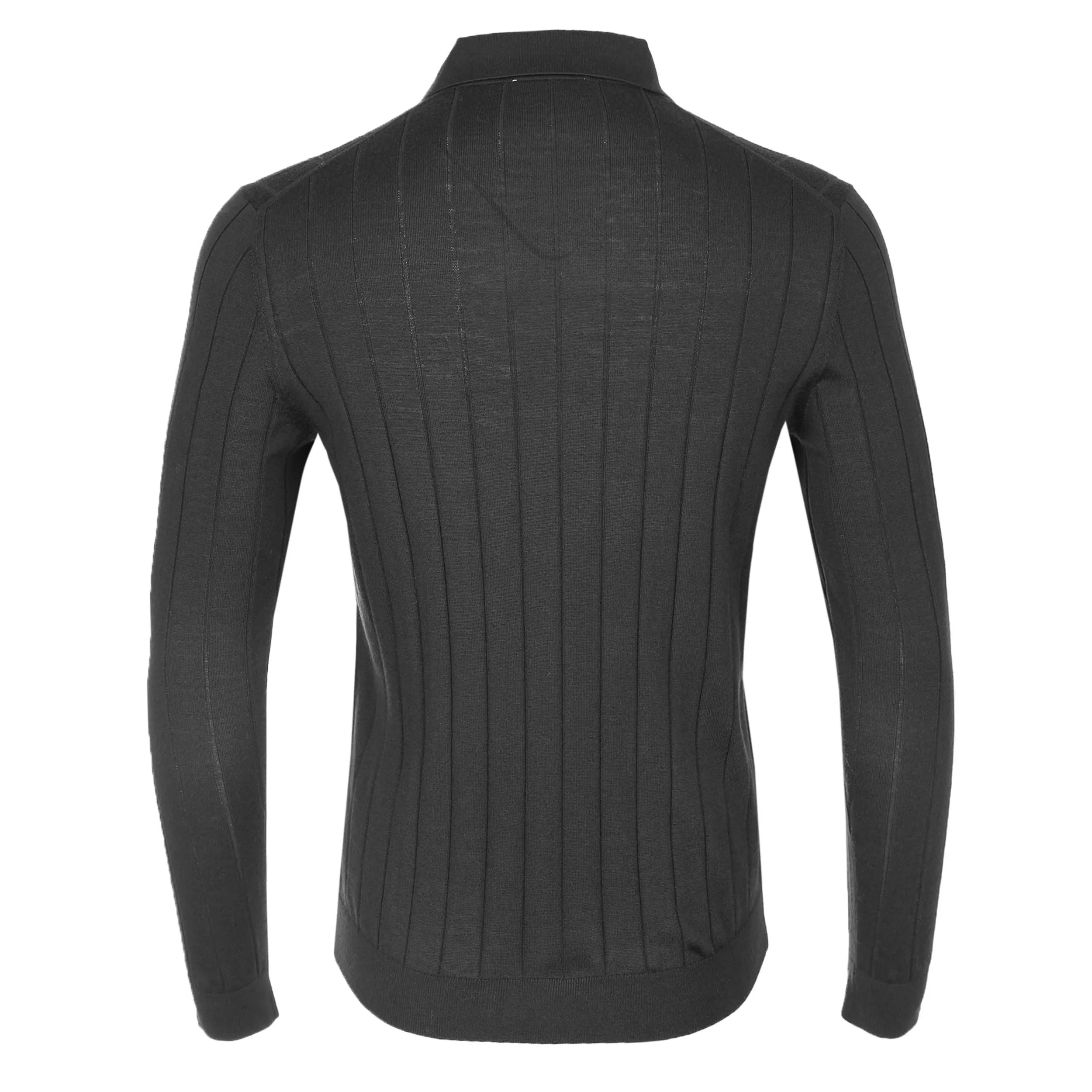 Thomas Maine Shirt Full Button Knit Through in Black