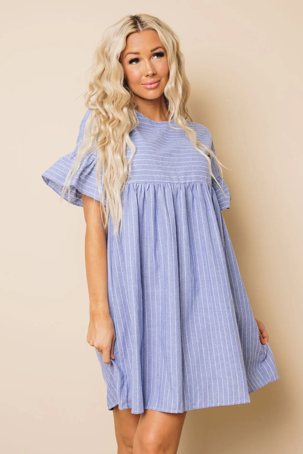 Tiana Striped Babydoll Midi Dress