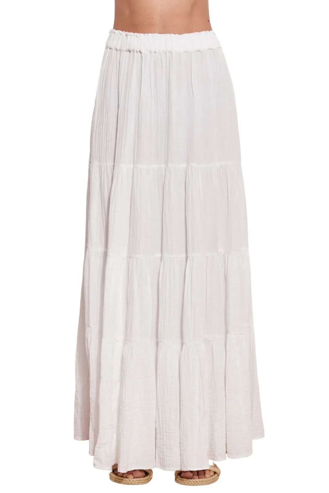 Tiered Maxi Skirt, White