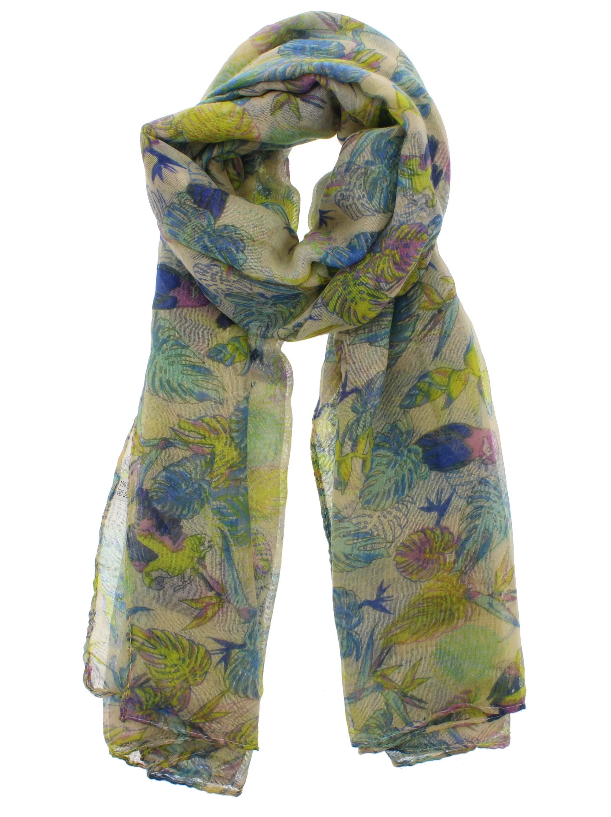 Tropical Print & Parrots Scarf