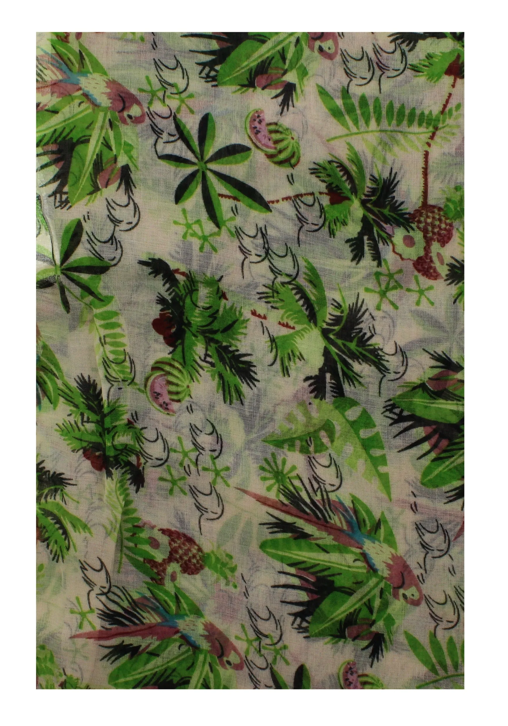 Tropical Print & Parrots Scarf