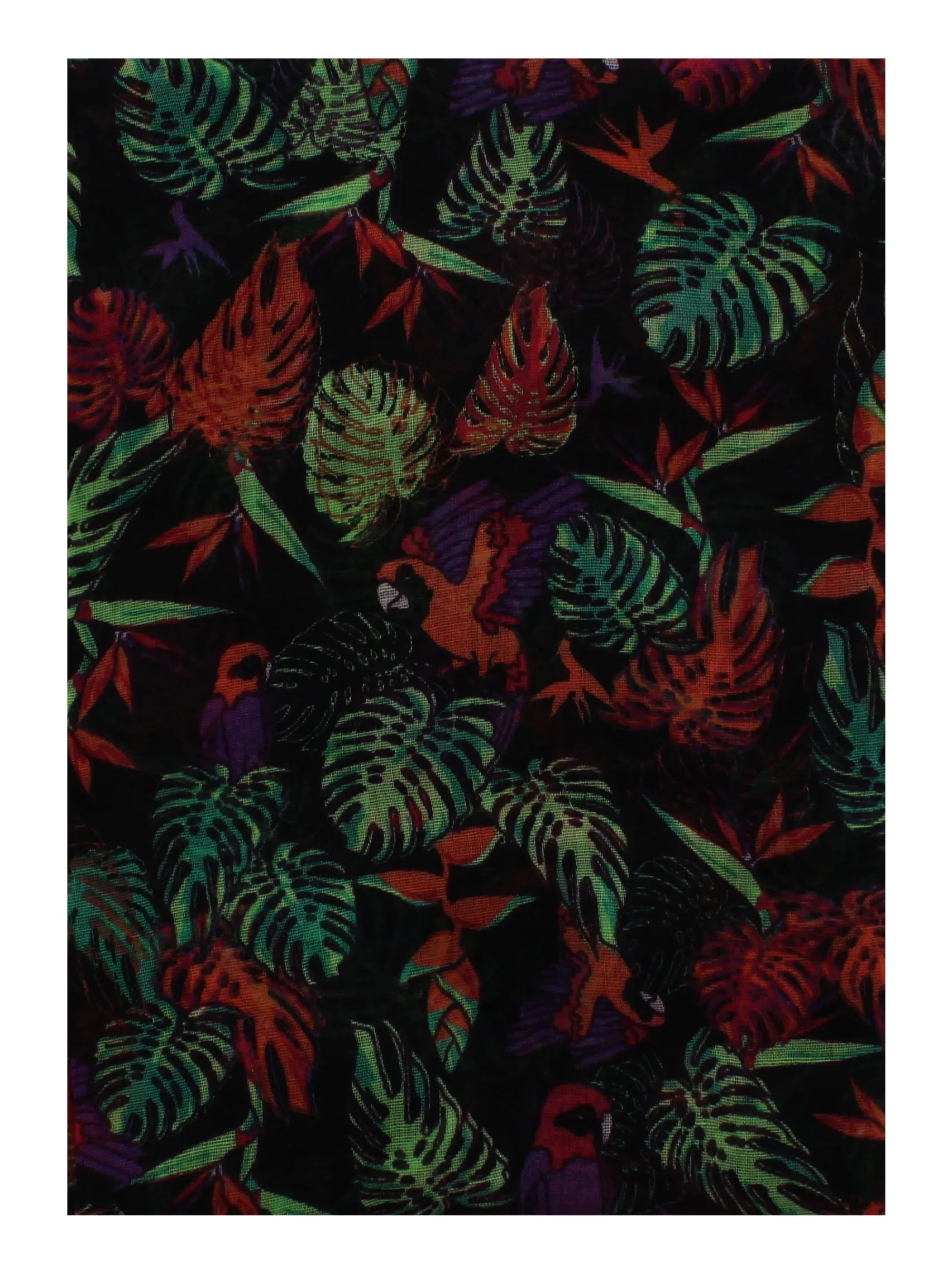 Tropical Print & Parrots Scarf