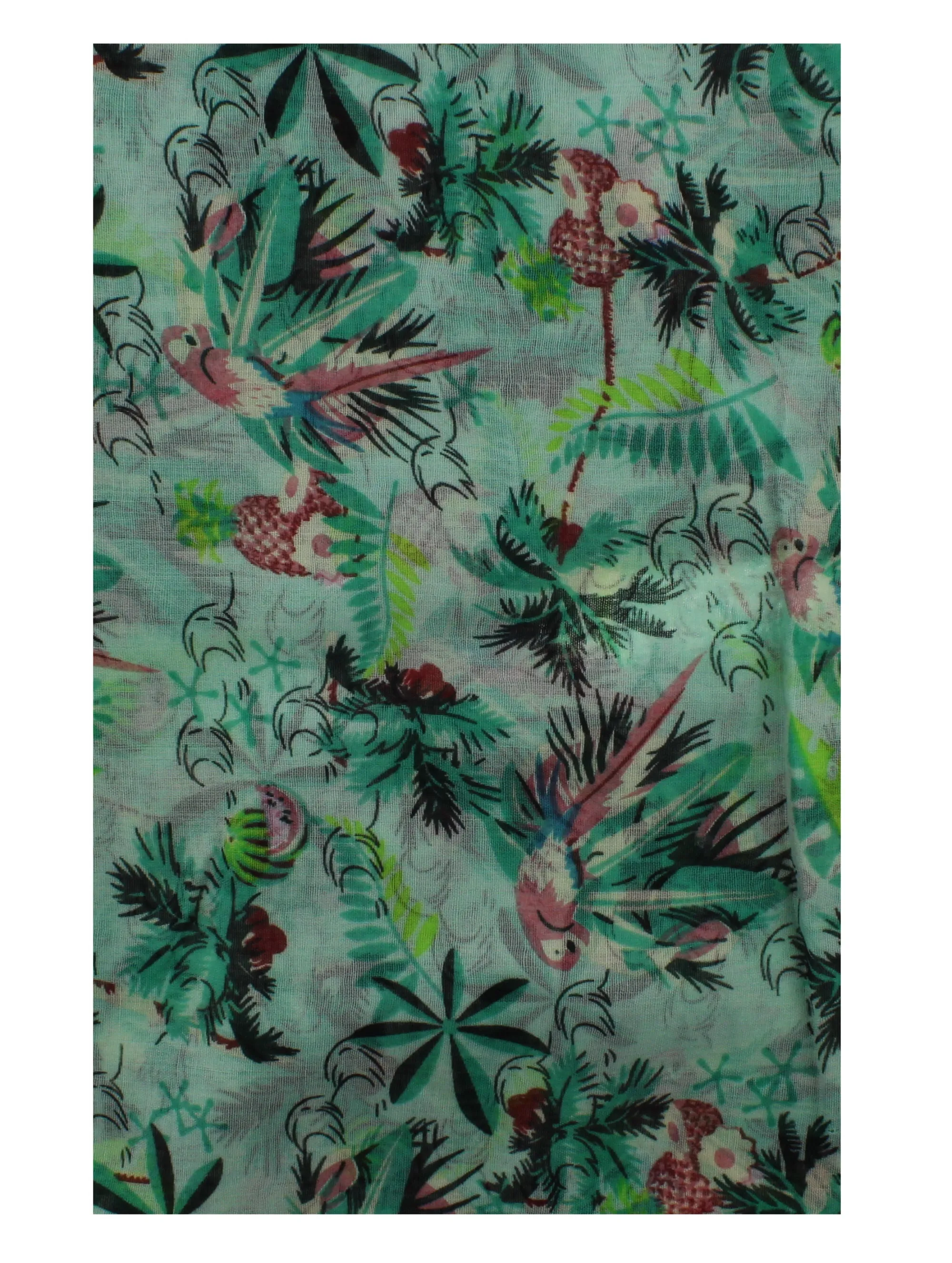 Tropical Print & Parrots Scarf