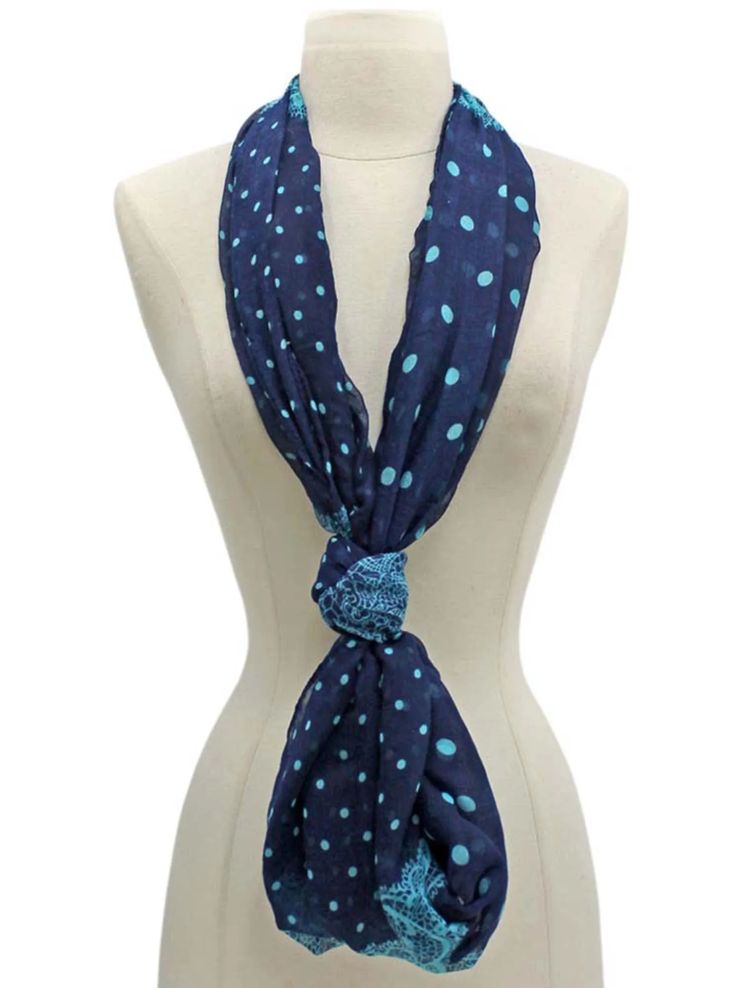 Two-Tone Polka Dot Lightweight Circle Infinity Scarf