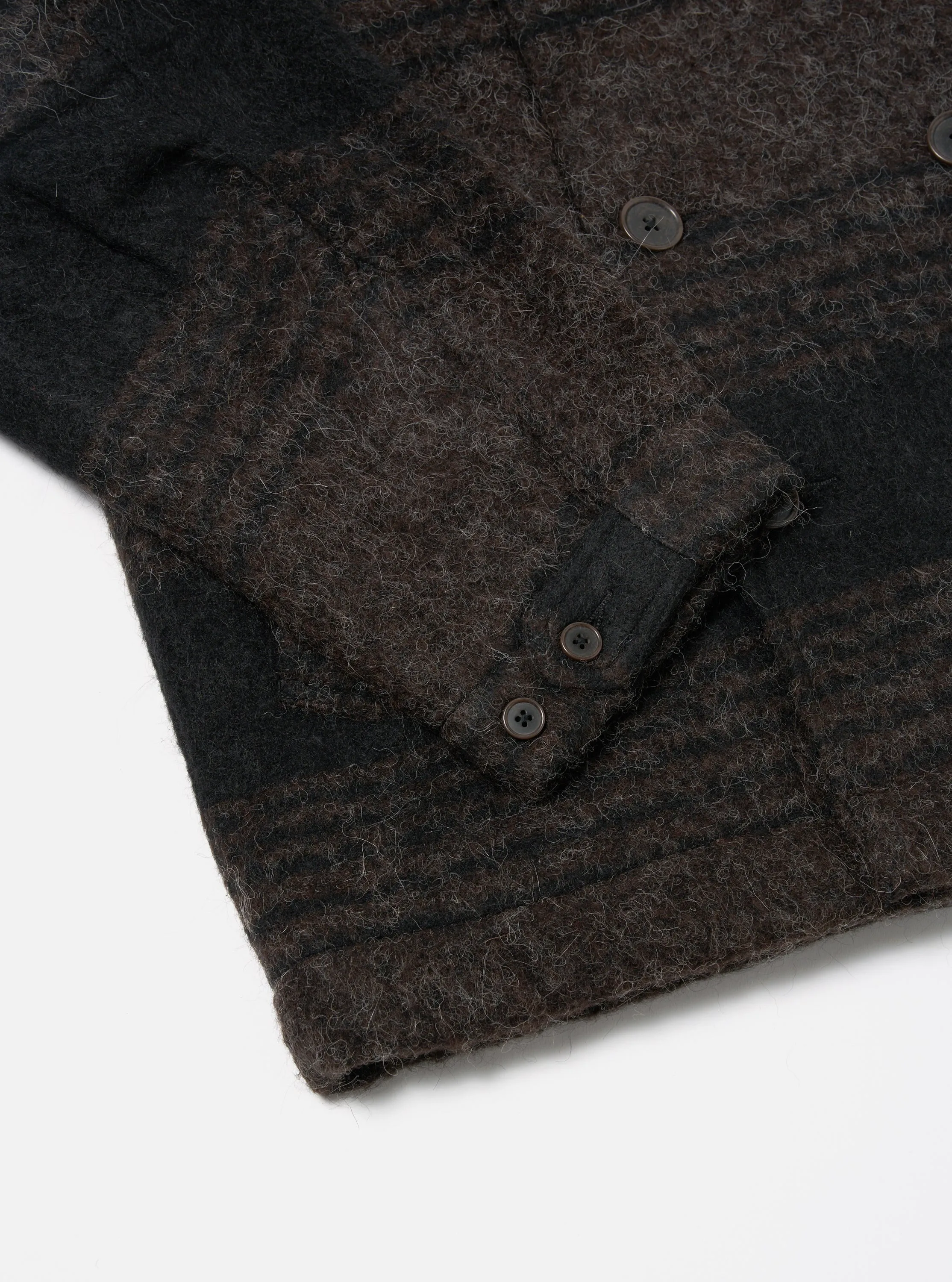 Universal Works Peacoat in Brown/Black Alpaca Recycled Mix