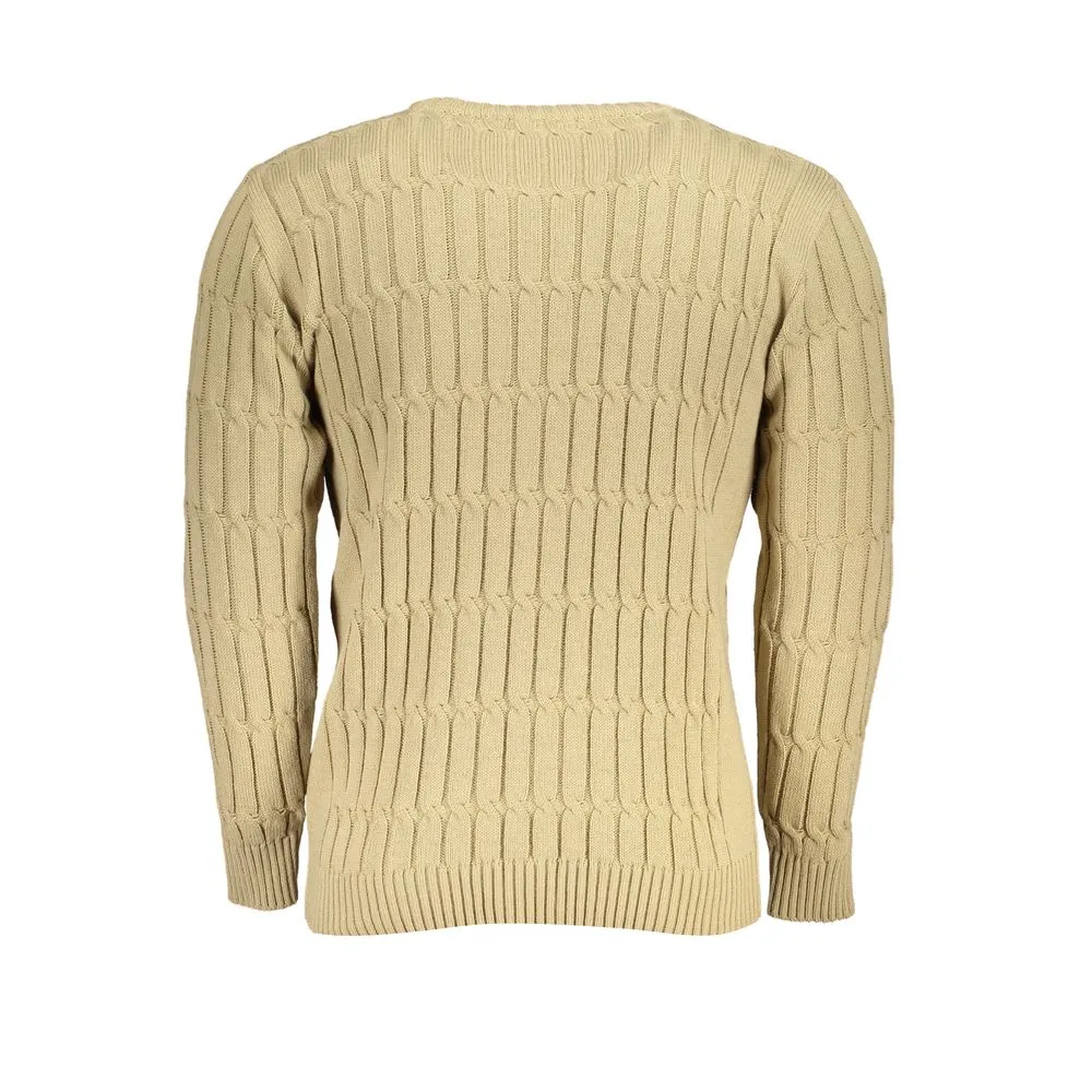 U.S. Grand Polo Elegant Beige Long Sleeve Crew Neck Sweater