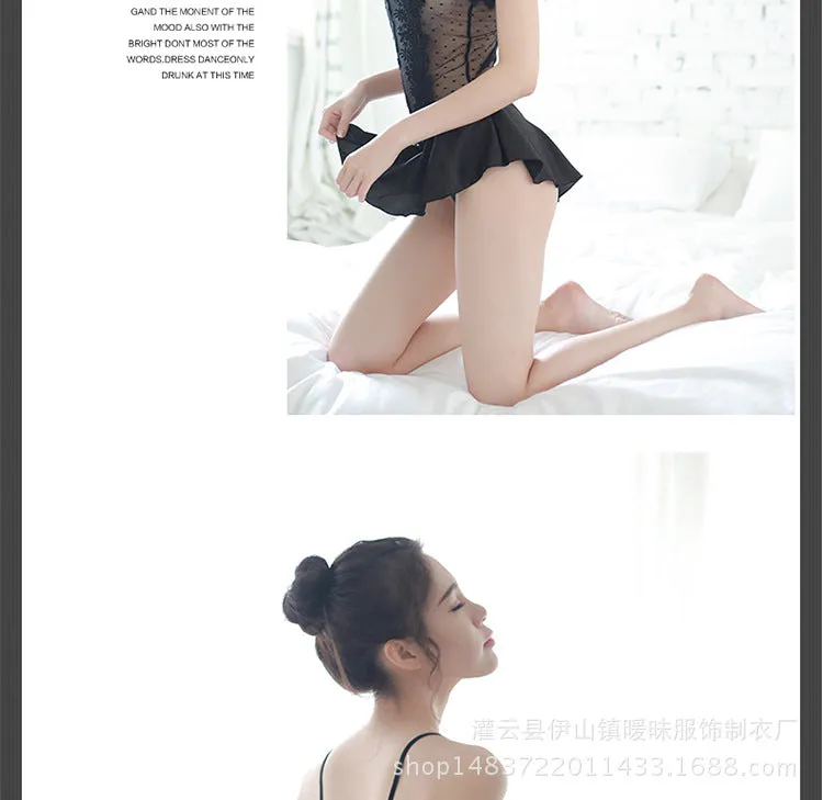 VenusFox Sexy Pajamas Lace Sexy Lingerie One-piece Princess Dress Sexy Suspender Skirt