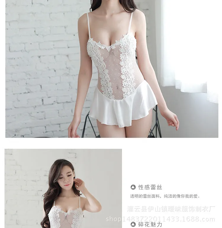 VenusFox Sexy Pajamas Lace Sexy Lingerie One-piece Princess Dress Sexy Suspender Skirt