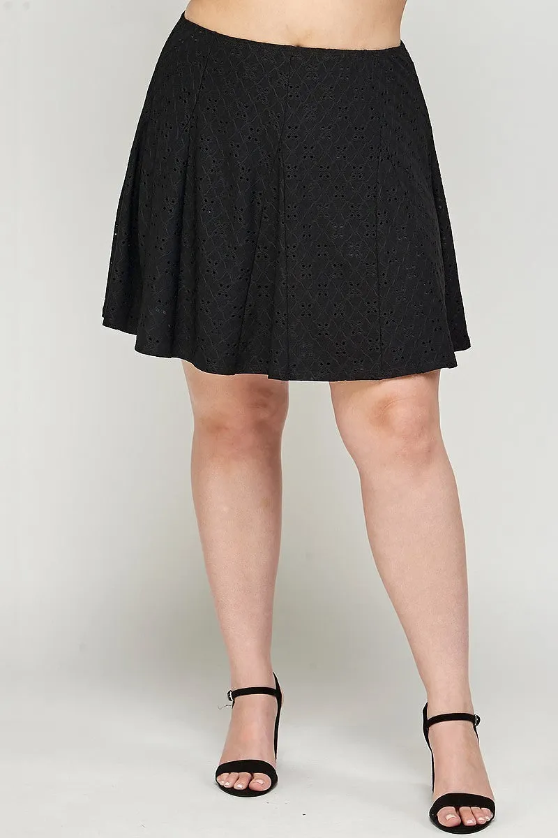 Voluptuous ( ) Plus Size Knit Eyelet A-line Skirt