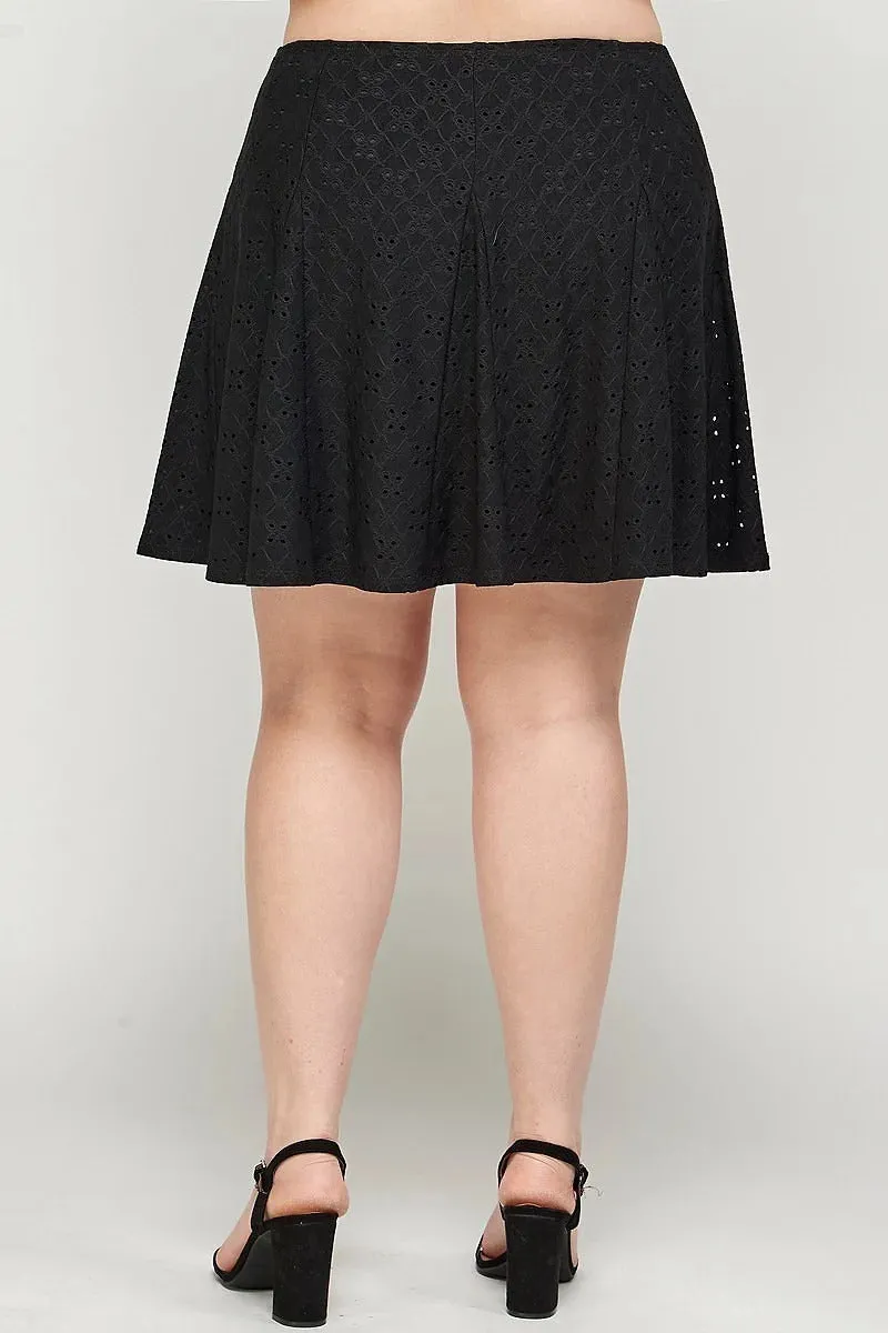 Voluptuous ( ) Plus Size Knit Eyelet A-line Skirt