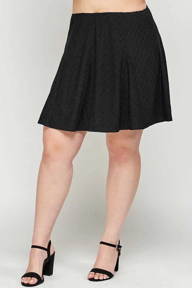 Voluptuous ( ) Plus Size Knit Eyelet A-line Skirt