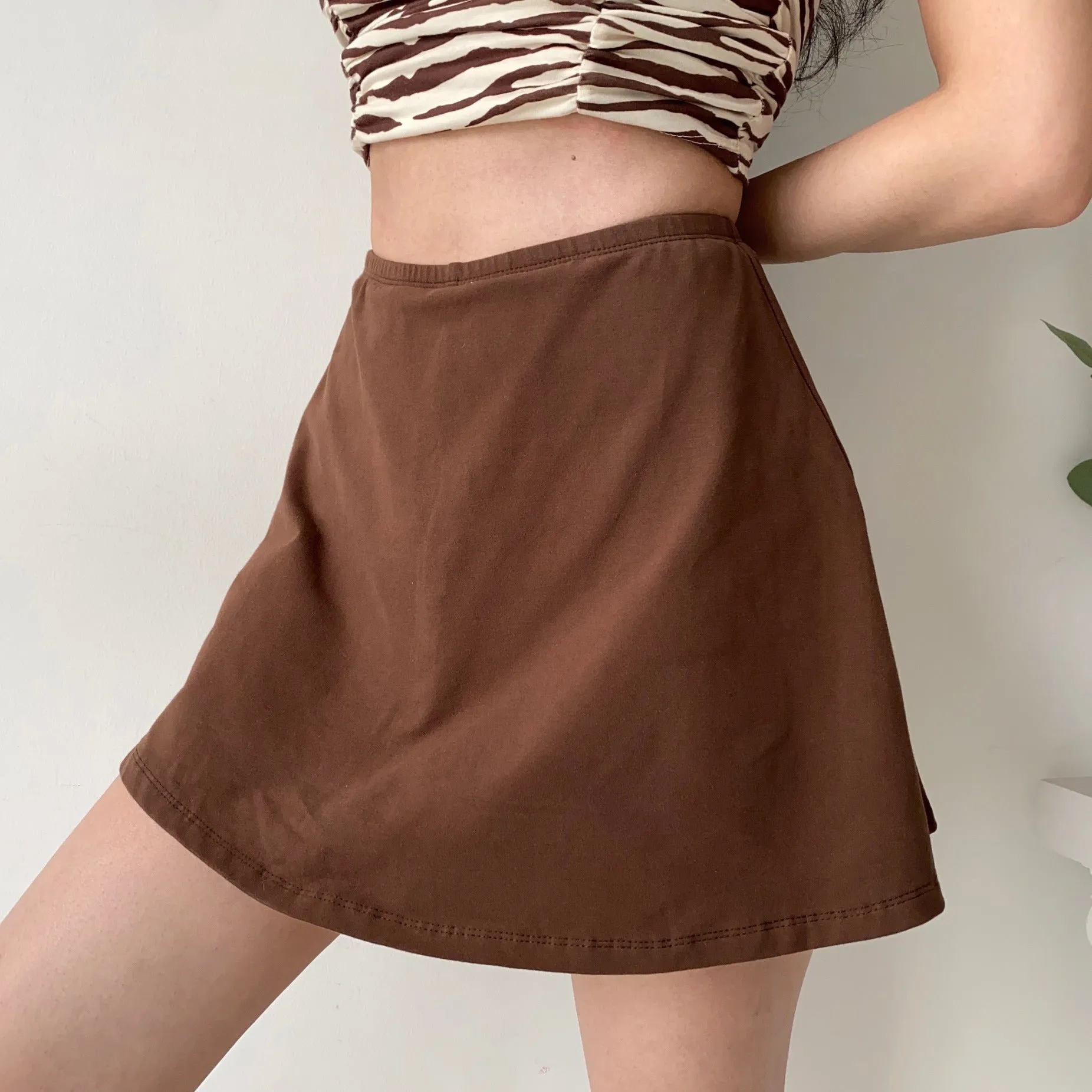 Wenkouban - Timeless Retro Brown Skirt ~ HANDMADE