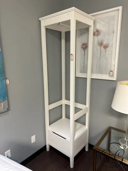 White Finish Open Wardrobe With Hanging Rod & Storage Drawer