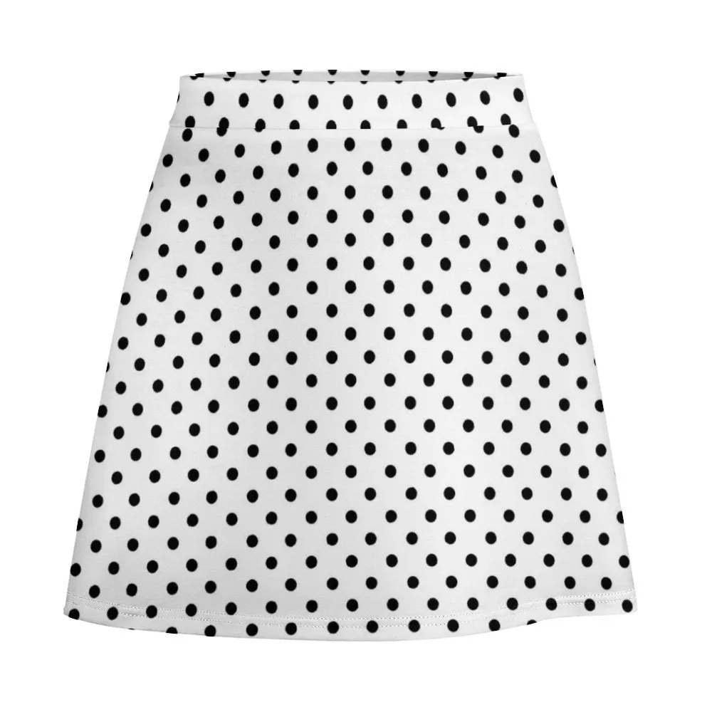 White With Black Polka Dots Short Skirt