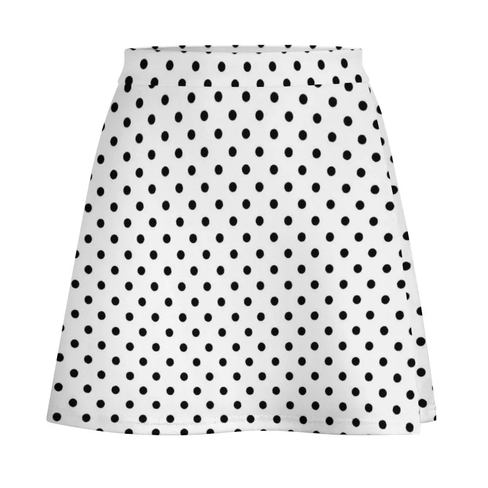 White With Black Polka Dots Short Skirt