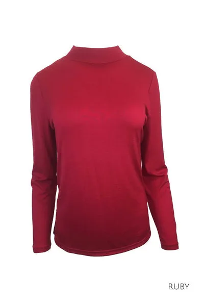 WOMEN'S 100% MERINO WOOL (210) LONG SLEEVE TURTLE NECK JUMPER RUBY EBAS504