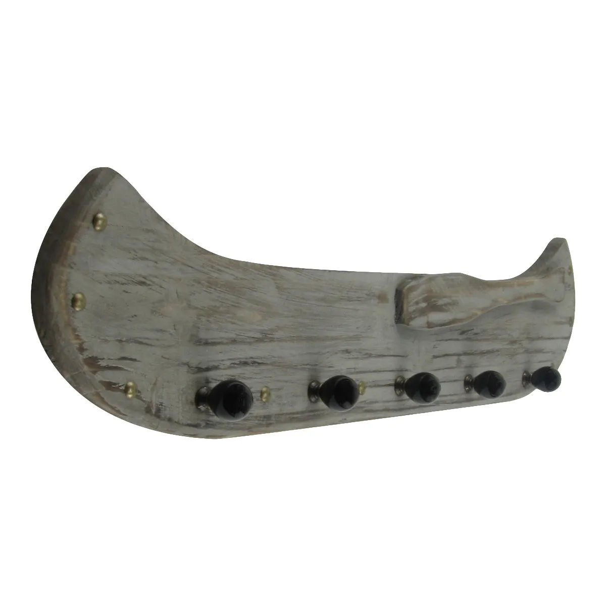 Wooden Canoe Wall Mount with 5 Hooks