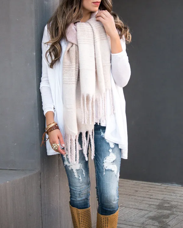 Wool Blend Tassel Scarf