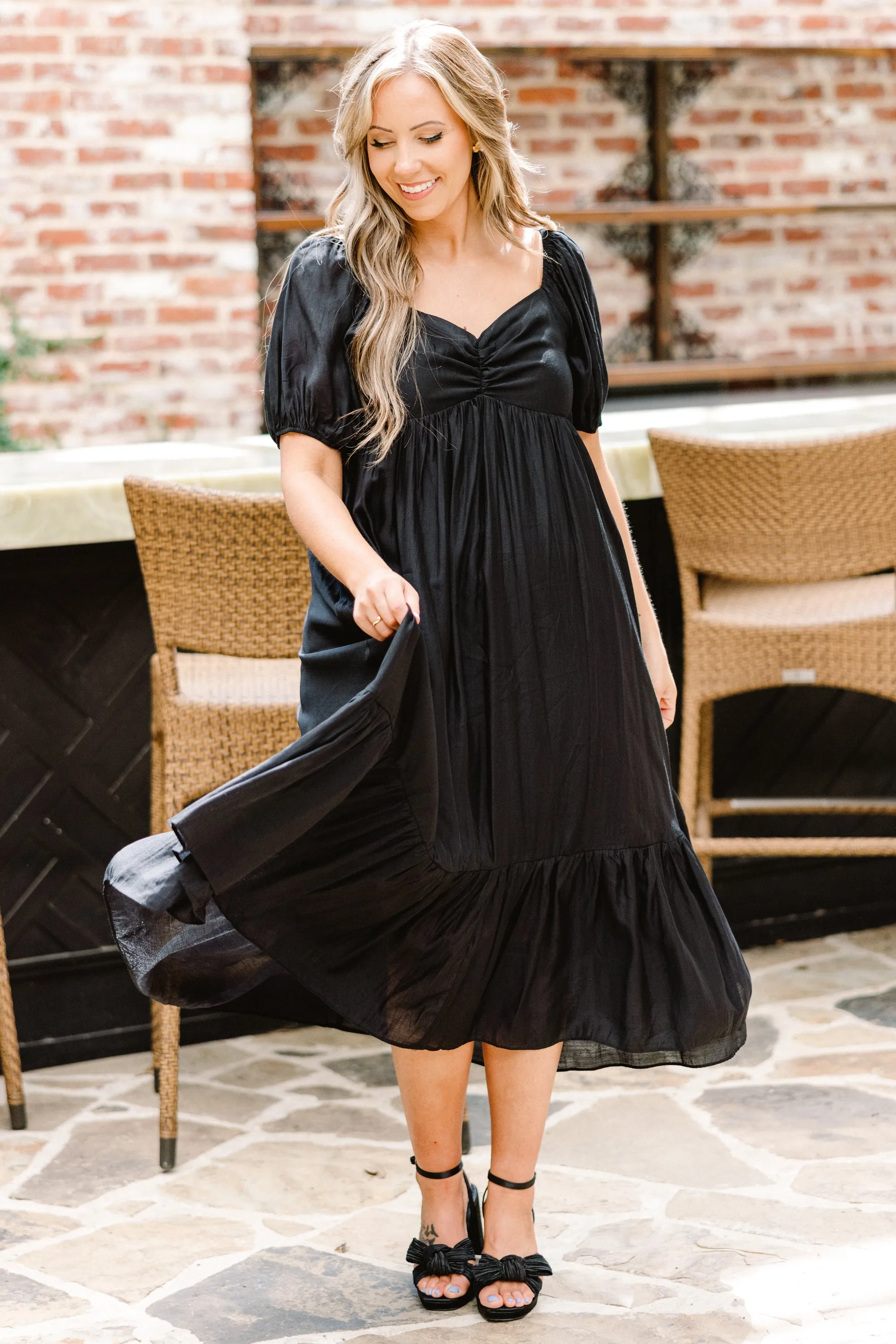 Working Your Charm Midi Dress, Black