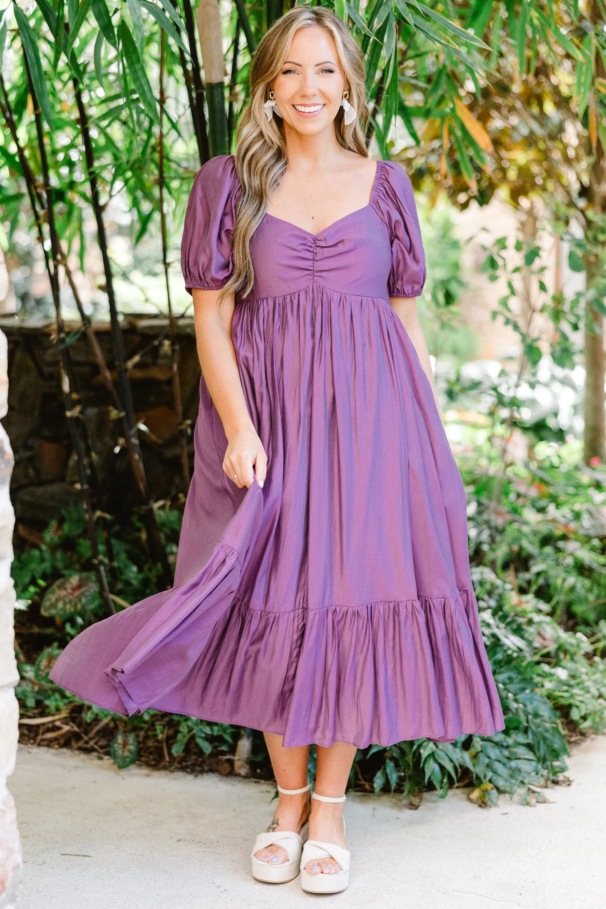 Working Your Charm Midi Dress, Eggplant