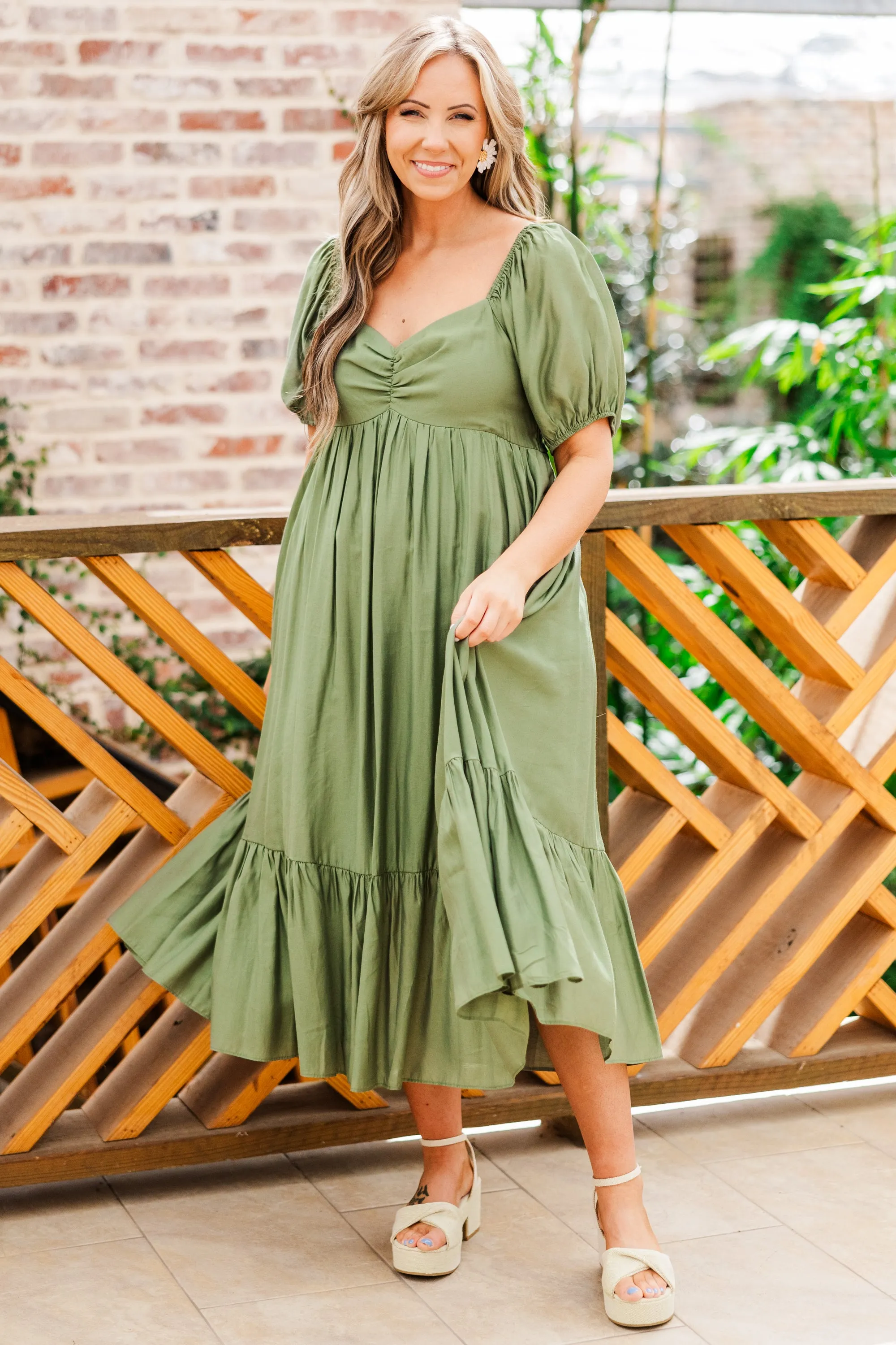 Working Your Charm Midi Dress, Olive