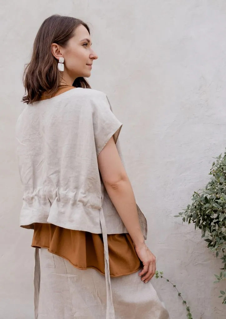 WRAP BLOUSE Natural Linen