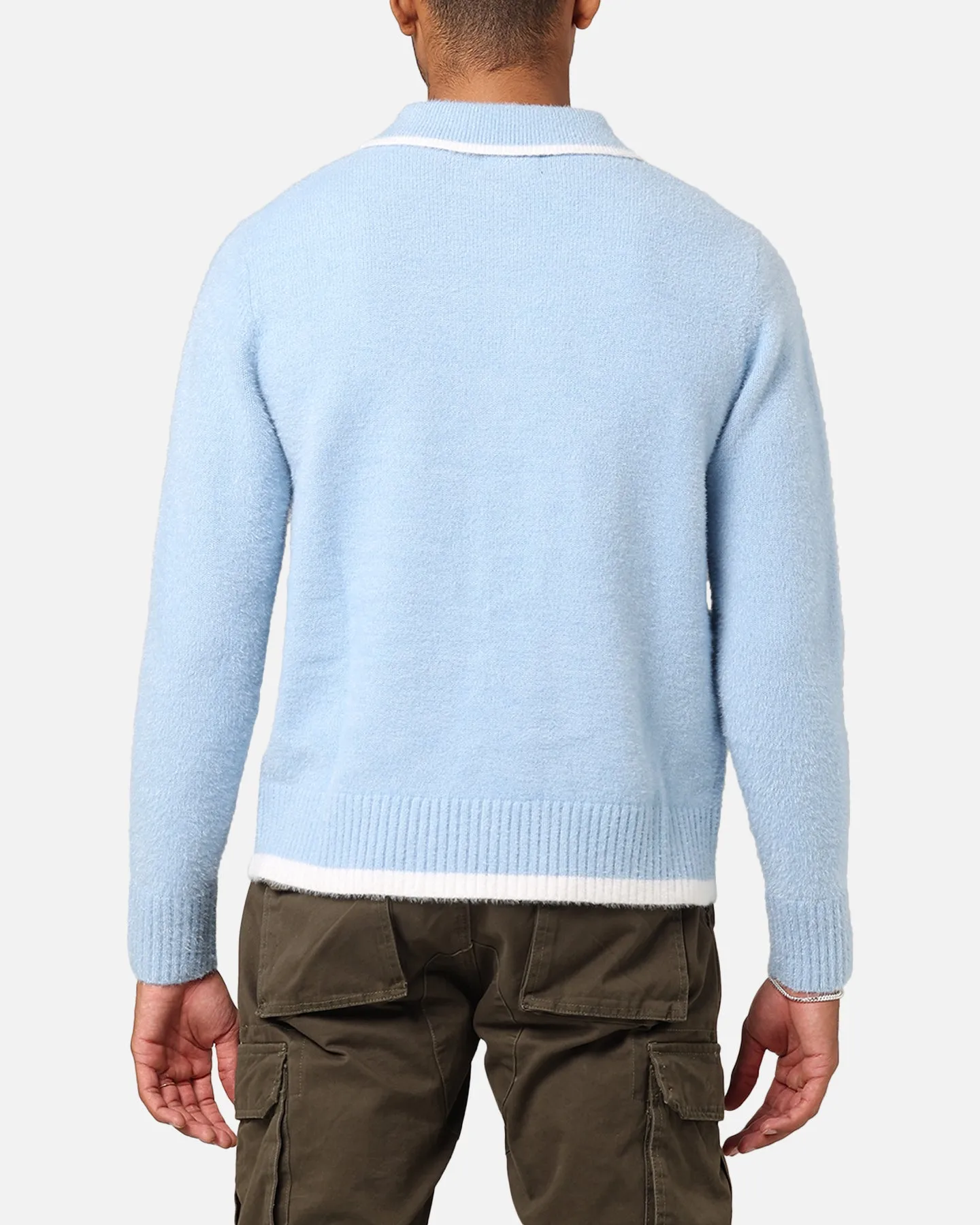 XXIII Fluffy Long Sleeve Polo Shirt Blue